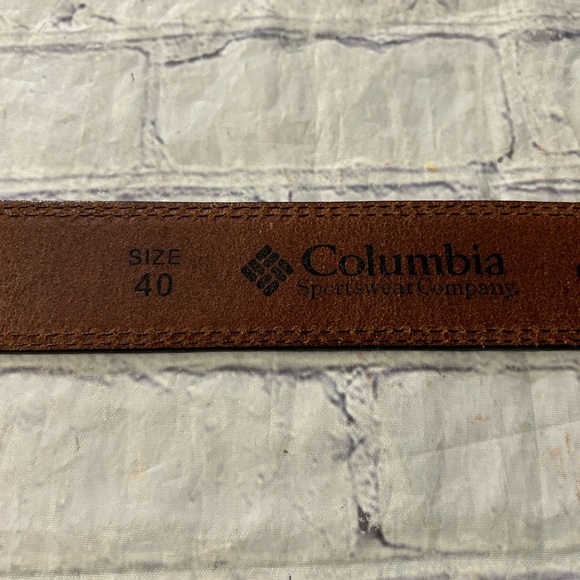 COLUMBIA CHUNKY THICK VINTAGE BROWN BELT STITCHING DETAILS MENS BELT SIZE 40 - Picture 4 of 9